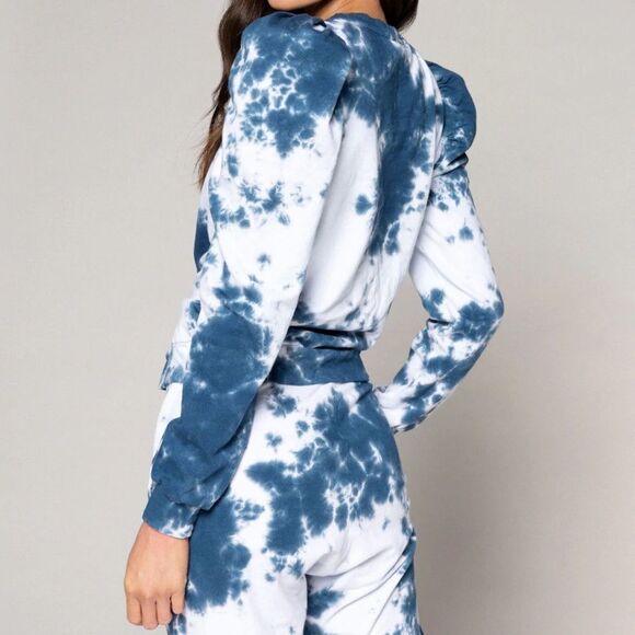 AGF - ALL GOOD FEELS Sloan Puff Sleeve Pullover in Nautical Tie Dye - Picture 2 of 7